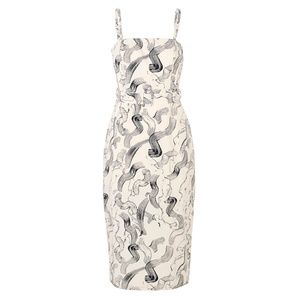 Just Female | Paper Strap Dress Paint Strokes Print